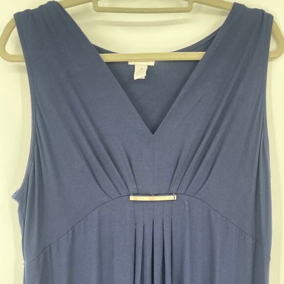 Vtg 90s Chico's Babydoll Maxi Dress Sz 16 Chicos 3 Asymmetrical Coastal Minimal - Picture 12 of 13